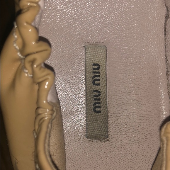 Miu Miu Shoes Miu Miu Nude Patent Leather Crystal Ballet Flats